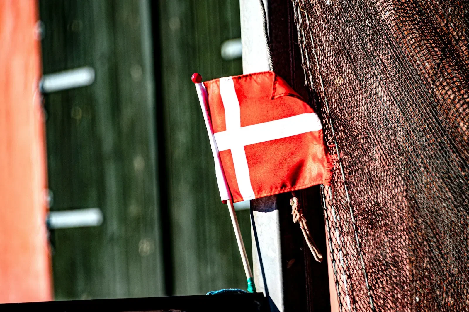 Dannebrog i solskin